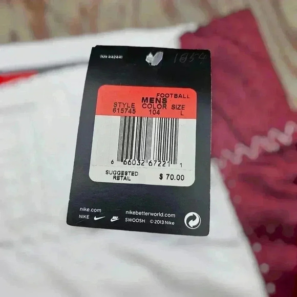 Nike Men's Open Field Football Pants White/Cardinal Red# 615745/104 NWT L or XL - Picture 7 of 8